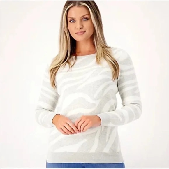 Belle by Kim Gravel "Can't Stop Wearing It" Tiger Stripe Sweater - Picture 1 of 1